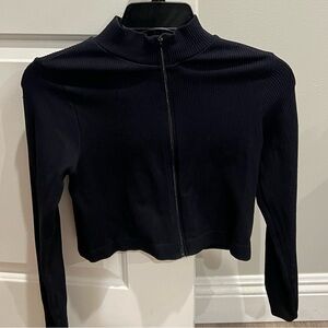 GARAGE Black Zip Up Crop Top